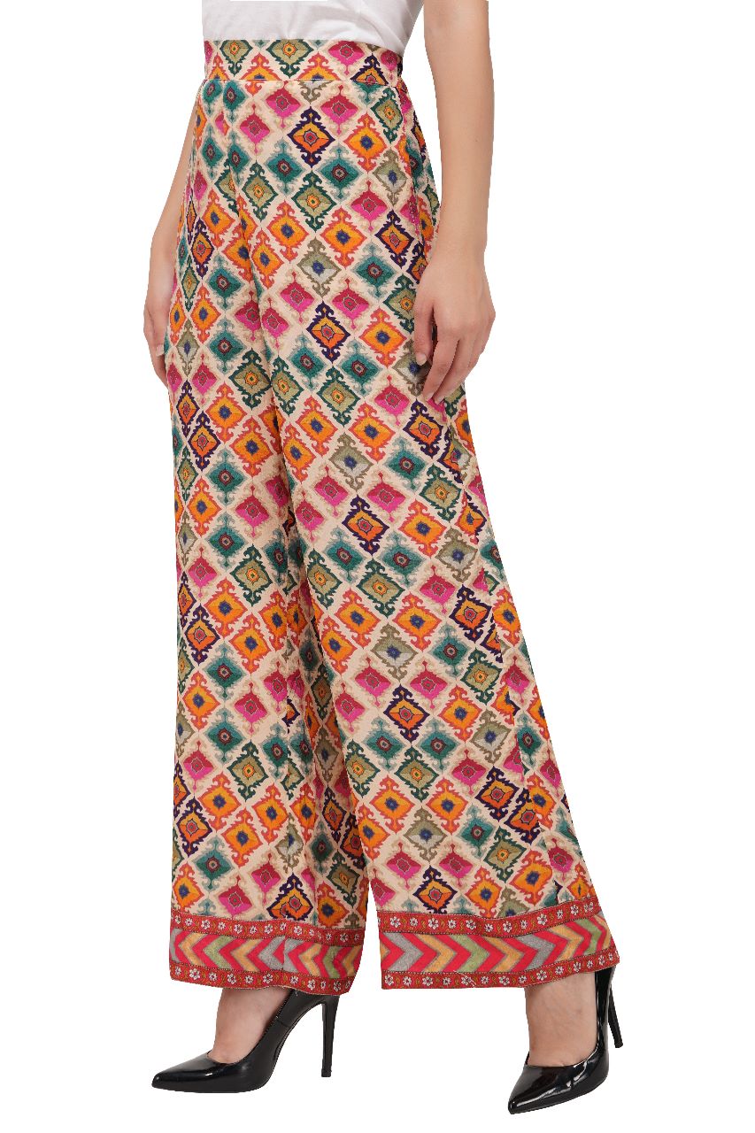 Multicolor Viscose Crepe Bottom Wear | Multicolor Crepe Bottom Wear Online